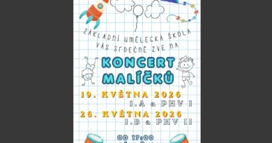 Koncert Malíčků 19. 5. a 26. 5. 2026 od 17:00 v sále školy Koncert Malíčků 19. 5. a 26. 5. 2026 od 17:00 v sále školy